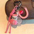 Boxing Glove Keychain, Woven Rope Tennis Style Bag Charm, Couple Sports Pendant for Key & Backpack